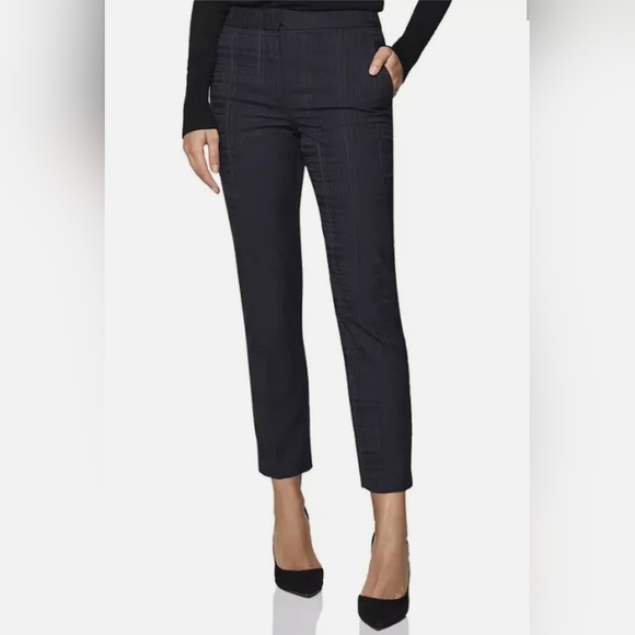 Reiss Navy Blue Plaid Margot Tapered Leg  Stretch Ankle Pants Size 8 - Picture 1 of 16